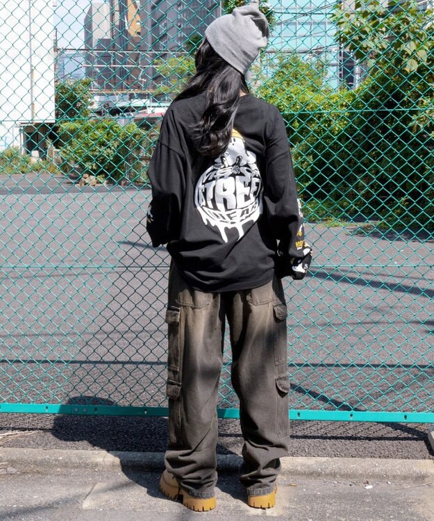 WEGO 【ユニセックス着用ITEM/MLサイズ展開】別注VISIONゴーストグラフィックT（LS） ブラック