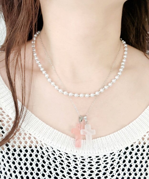 WEGO L2Pクロスパールレイヤードネックレス 柄1