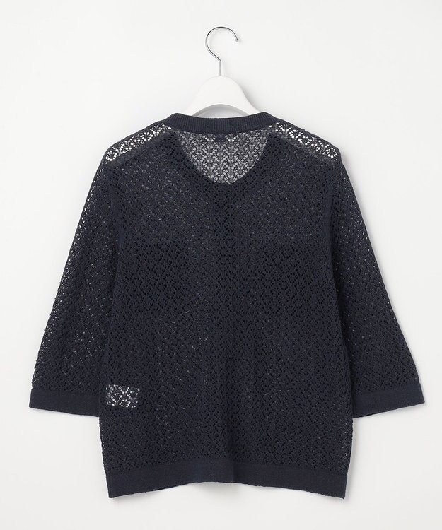 J.PRESS LADIES L LINEN COTTON BLEND ニット カーディガン インディゴ系