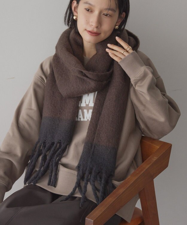 AMERICAN HOLIC バイカラーシャギーマフラー Brown