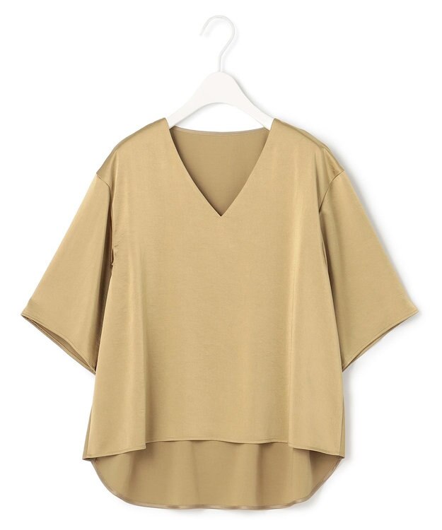 ICB 【WEB限定カラーあり・洗える】Calm Vネックブラウス サンドベージュ系