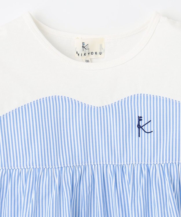 組曲 KIDS 【150-160cm】ビーチコーミングストライプ Tシャツ シーブルー系1