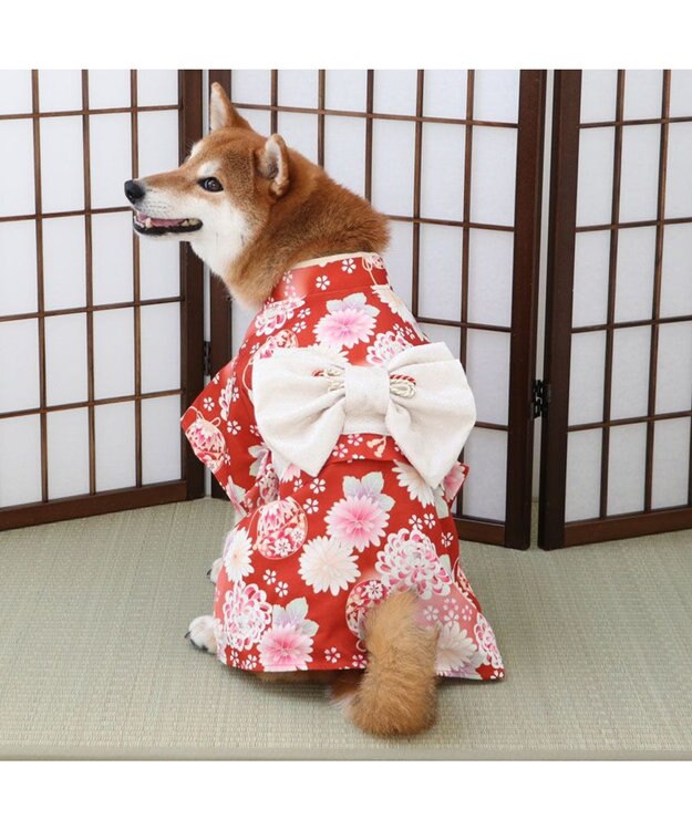 PET PARADISE ペットパラダイス 手毬菊 着物 中型犬 レッド