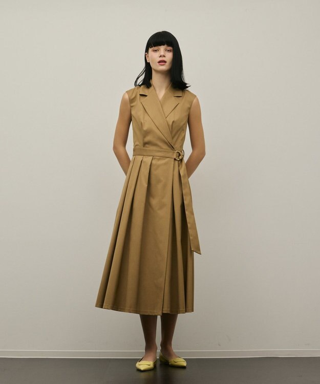 GRACE CONTINENTAL カシュクールタックフレアワンピース ベージュ
