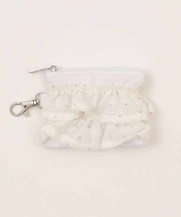 WEGO ミニキラキラフリルポーチ ホワイト
