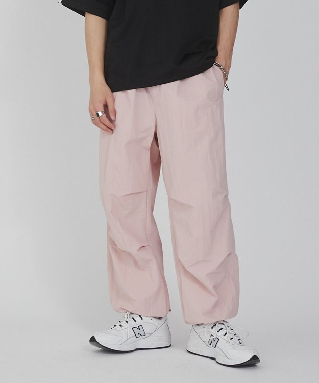 WEGO 【ウエストゴム/撥水/洗濯機可】ナイロンイージーパンツ ピンク