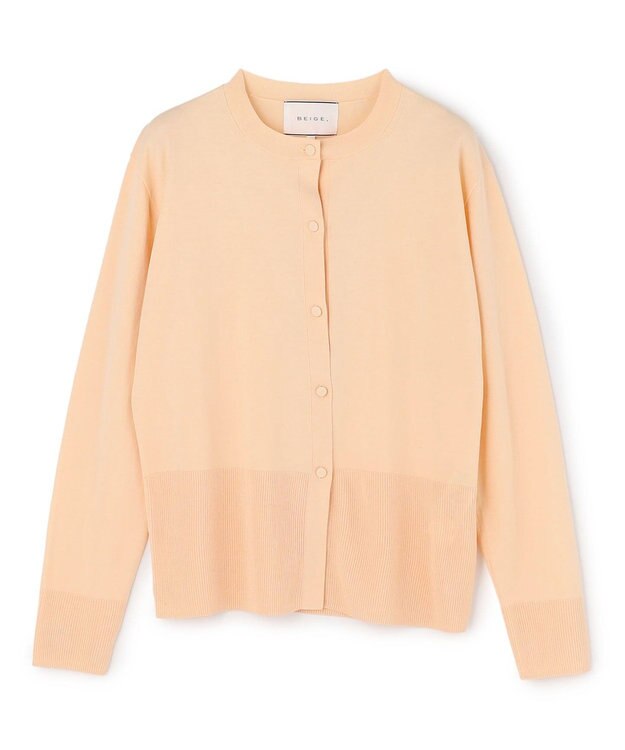 BEIGE， JULIE / コットンシルク クルーネックカーディガン Peach