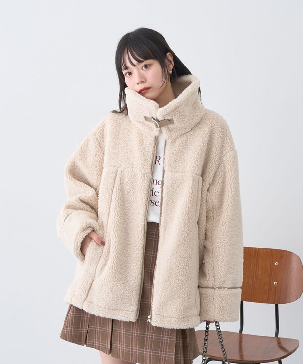 earth music&ecology ボアZIPブルゾン Ivory