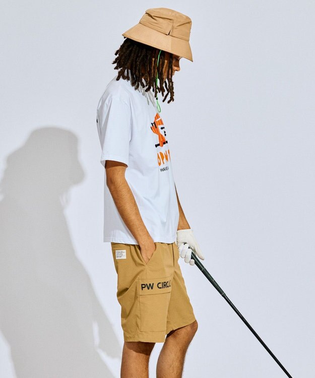 PW CIRCULUS 【吸水速乾 / UV遮蔽率99% UVカット / ストレッチ】【MEN】アニマルグラフィックモックT ゴルフ ホワイト系