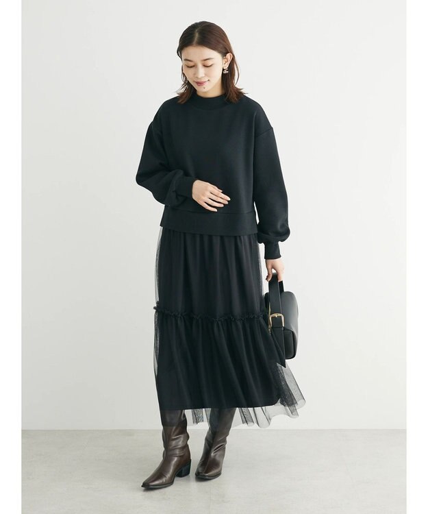 Green Parks ・ＳＵＧＡＲ　ＳＰＯＯＮ　チュールドッキングワンピース Black