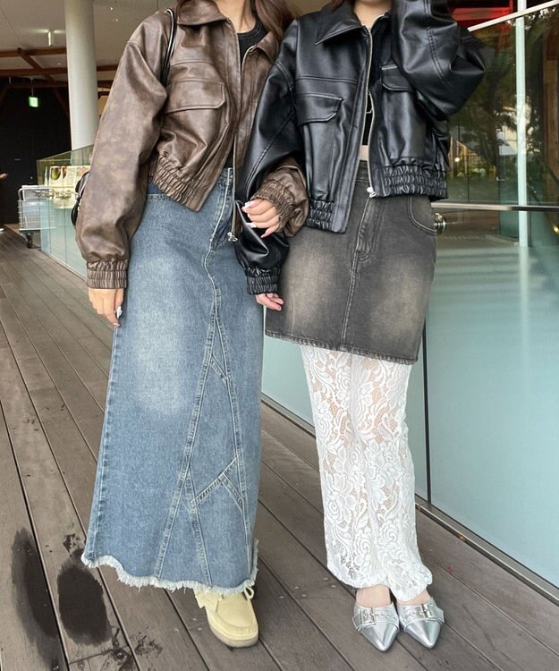 WEGO PUショートブルゾン ブラウン