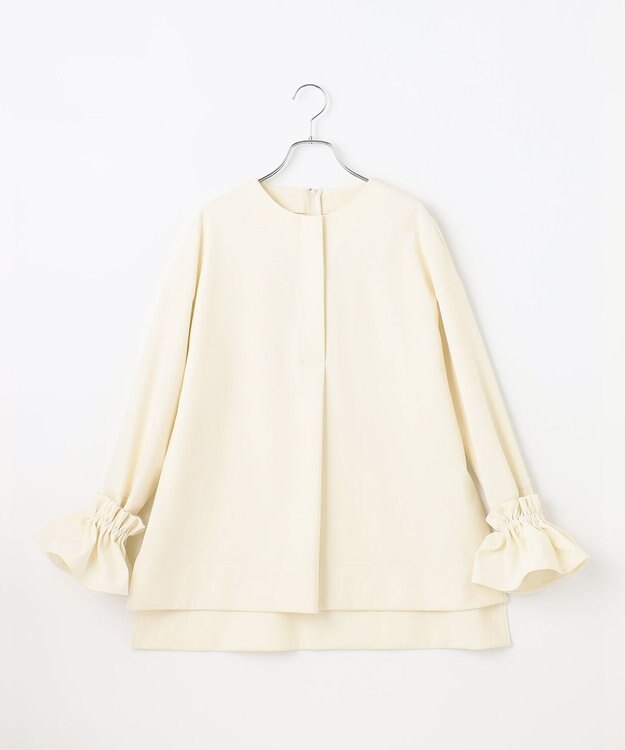 #Newans 【セレモニーにも】＜亀恭子さんコラボ＞下から着られちゃう！シュシュ付き2WAYカフスブラウス アイボリー系