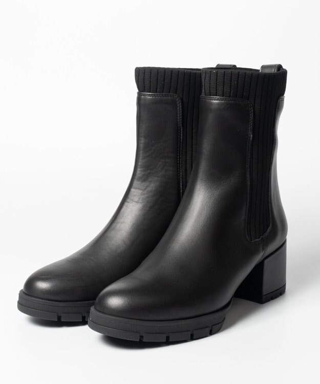 BONTRE 【UNISA/ウニサ】サイドリブニットショートブーツ ブラック