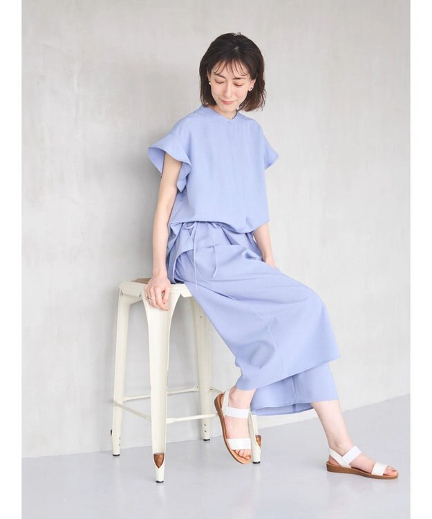 Green Parks 接触冷感　比翼シャツチュニック Blue