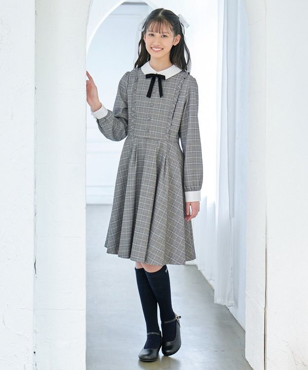ANY KIDS 長袖 ワンピース グレンチェック