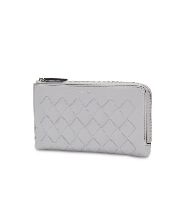 PELLE BORSA メッシュL字ファスナーコンパクト長財布 Chrono Weave クロノウィーブ 5843 アイスグレー