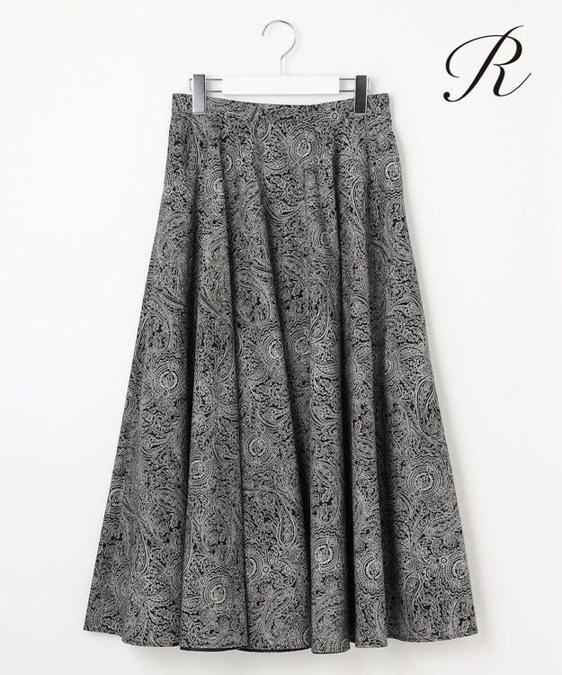 23区 【R(アール)】ジオメトリックペイズリープリント スカート ペイズリーブラック