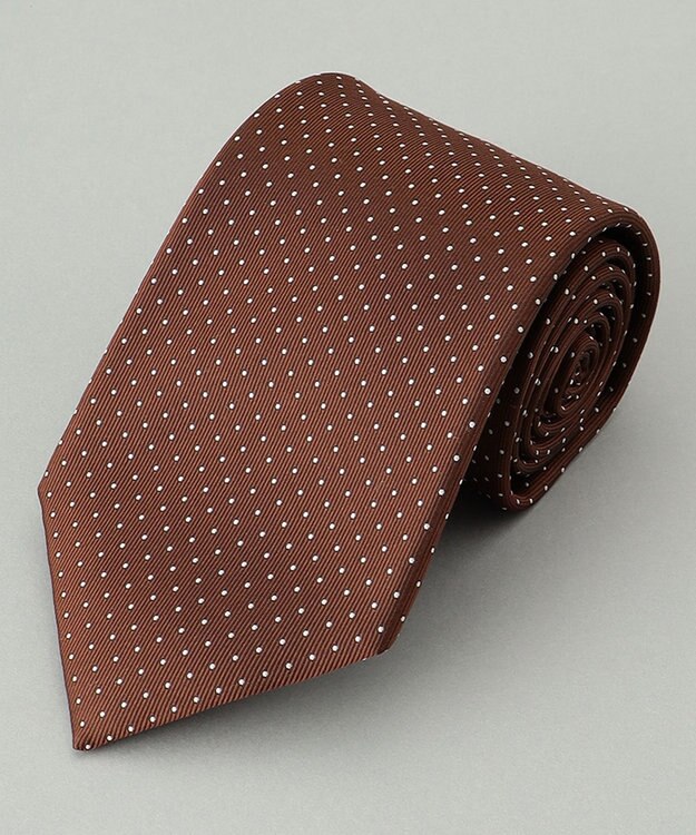 GOTAIRIKU 定番【日本製】シルク ネクタイ_ピンドット ブラウン系8