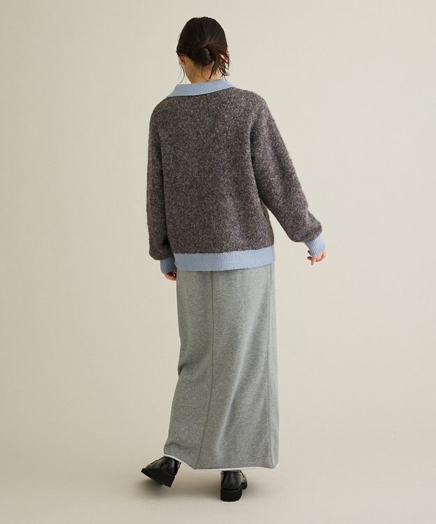 CRAFT STANDARD BOUTIQUE 配色Vネックニットプルオーバー Charcoal Gray