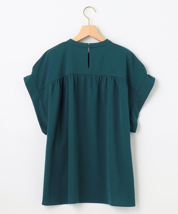 組曲 L 【WEB限定】ライトジョーゼット袖タック ブラウス ダークグリーン系