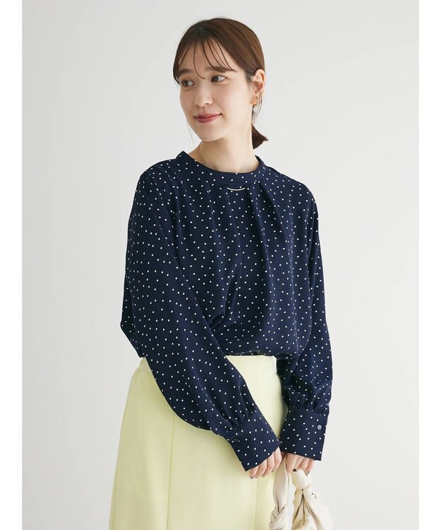 Green Parks ２ｗａｙ　ボウタイアソートブラウス Dot Navy