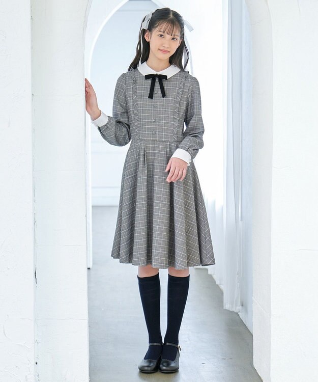 ANY KIDS 長袖 ワンピース グレンチェック