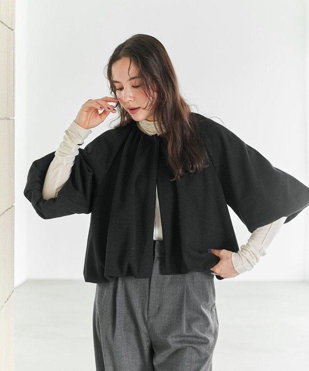#Newans 【セレモニーにも/洗濯機可】バルーンヘムライトブルゾン​ ブラック