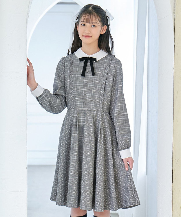 ANY KIDS 長袖 ワンピース グレンチェック