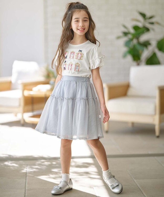 組曲 KIDS 【150-160㎝】シアーチェック スカート サックスブルー系