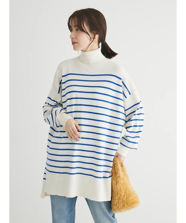 Green Parks もちやわ　タートルニットチュニック Border