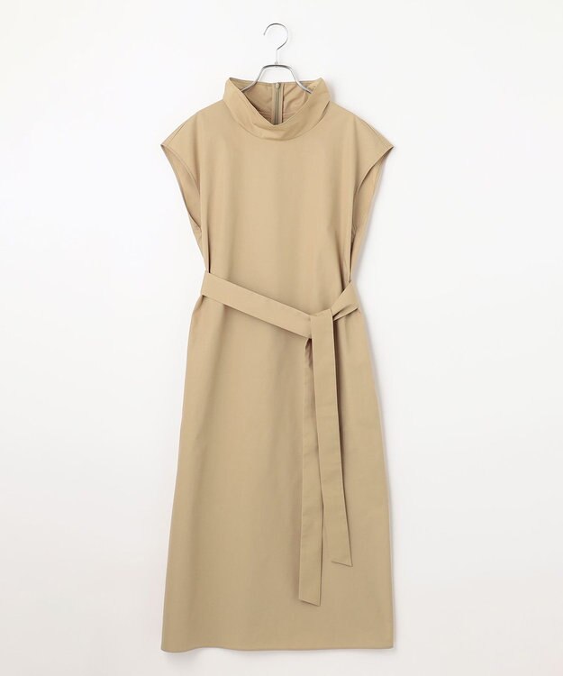 #Newans 【洗える】AMELIA / ハイネックナローシルエットワンピース ベージュ系