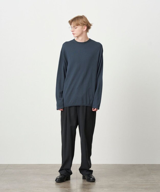 ATON COTTON SILK CASHMERE | クルーネックセーター - UNISEX NAVY