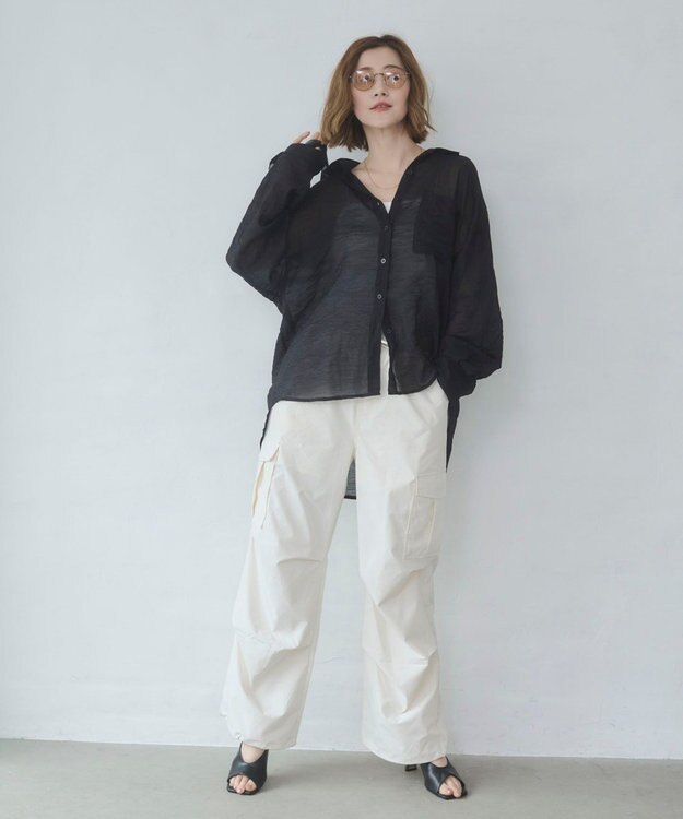 WEGO 【ウエストゴム】イージーパラシュートカーゴパンツ オフホワイト