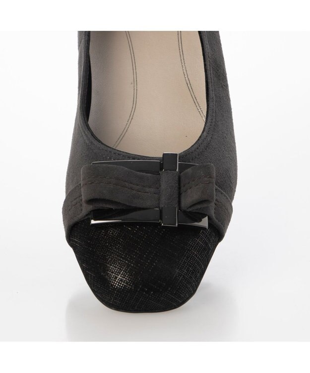 Riz raffinee 【3E】バックルリボンモチーフパンプス ダークグレー