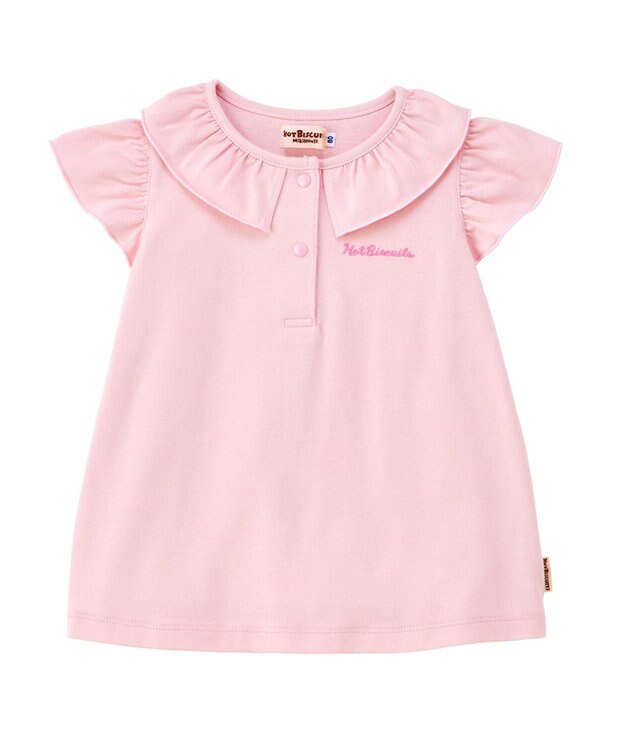 MIKI HOUSE HOT BISCUITS 【70-110cm】 天竺素材 フリル 半袖Tシャツ ピンク