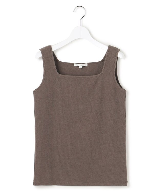 23区 S シャイニーリブ スクエアネック タンクトップ ブラウン系