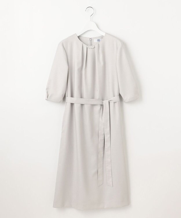 J.PRESS LADIES L 【洗える・UV加工・吸水速乾】OXIJEWELストレッチ ワンピース ライトグレー系