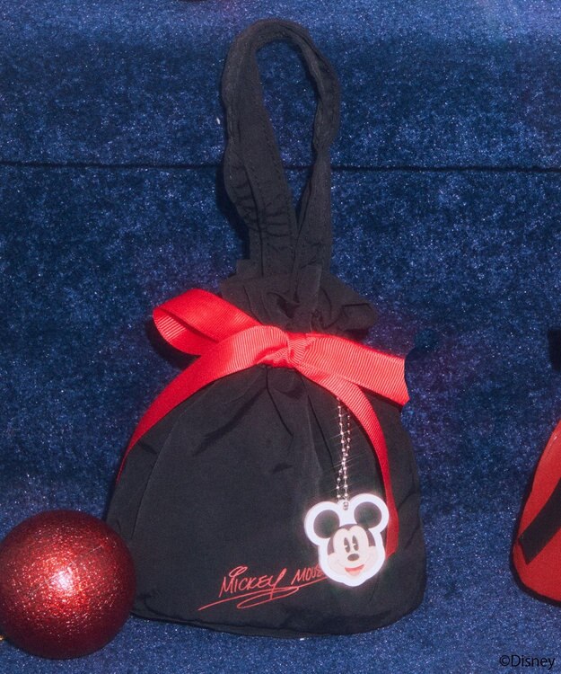 earth music&ecology 【予約】Disney/ミッキーチャーム付きリボン巾着 ブラック