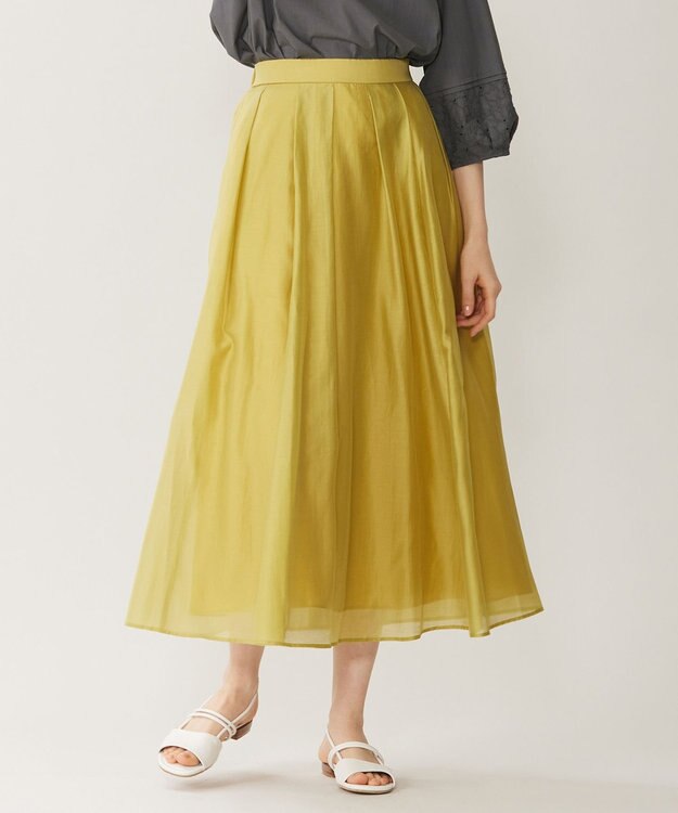 自由区 【洗える】エアリータック スカート ピスタチオ