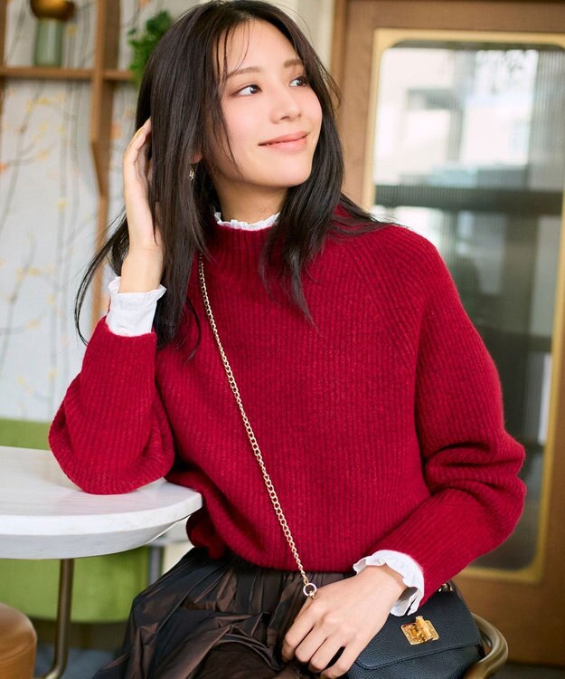 ANY SIS L ハイネックAir ニット レッド