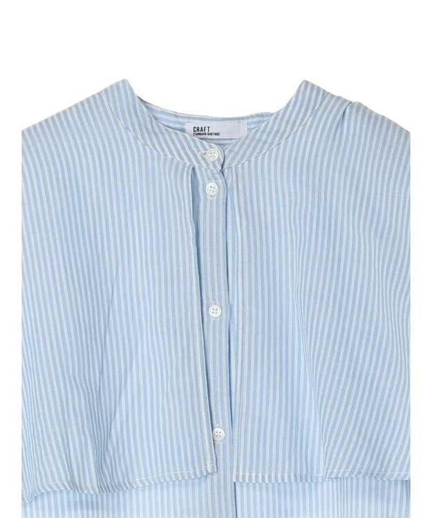 CRAFT STANDARD BOUTIQUE インド綿フリルブラウス Stripe Sax