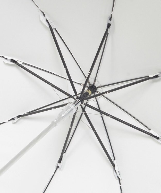 MOONBAT 【1級遮光/遮熱/UV】POLO RALPH LAUREN（ポロ ラルフローレン）晴雨兼用日傘  ストライプ スカラ刺繍 長傘 オフホワイト