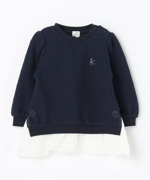 組曲 KIDS 【90-100㎝】フラワーキルト トレーナー ネイビー