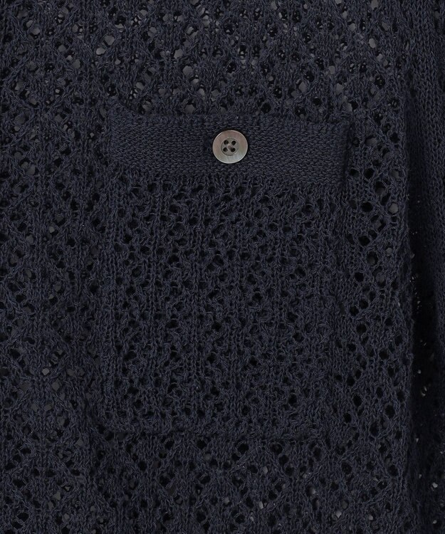 J.PRESS LADIES L LINEN COTTON BLEND ニット カーディガン インディゴ系