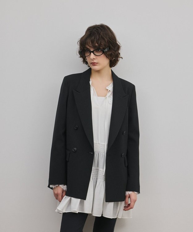 GRACE CONTINENTAL ピークドダブルジャケット ブラック