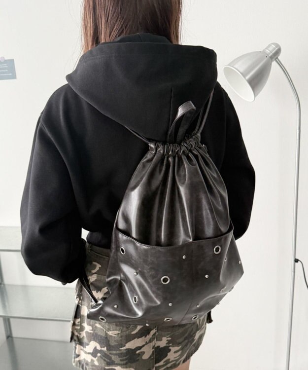 WEGO ハトメデザインナップサック ブラックその他