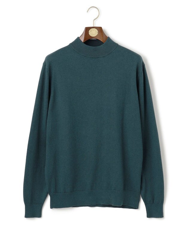 J.PRESS MEN 動きやすさにこだわった立体設計【洗える】コットンカシミヤモックネック ニット グリーン系