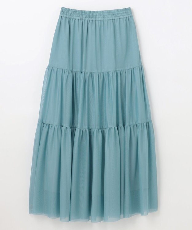 GRACE CONTINENTAL チュールティアードスカート ブルー