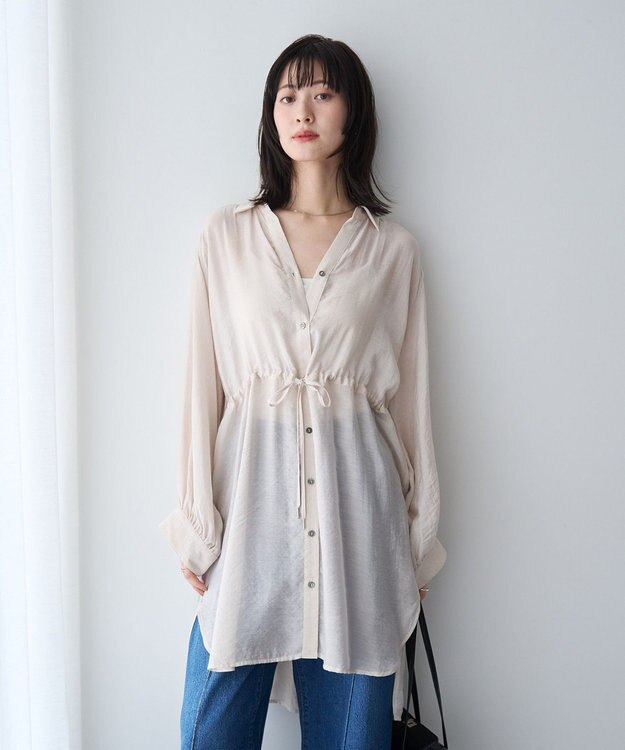 YECCA VECCA シアー2way袖バルーンチュニック Light Beige