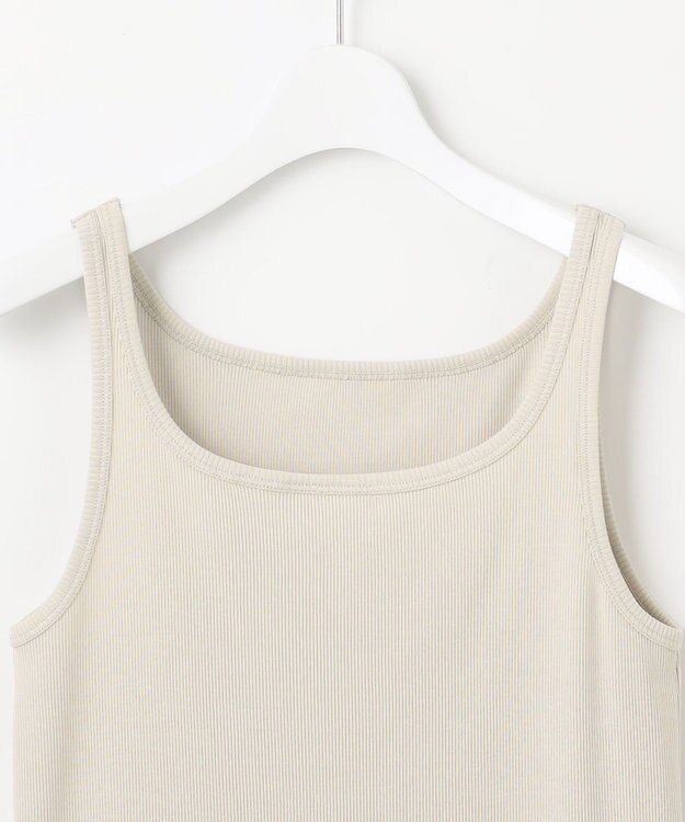 自由区 L 【洗える】ソフトリブ タンクトップ ベージュ